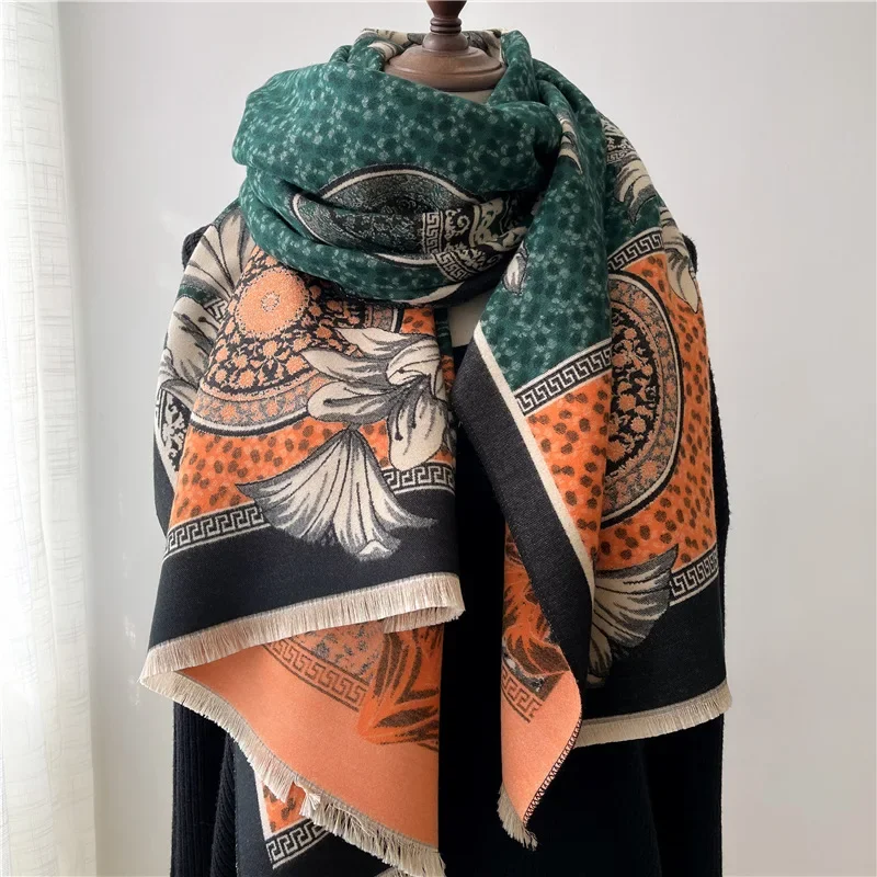 

Winter ethnic style scarf printed tassel imitation cashmere scarf female bohemian shawl to keep warm