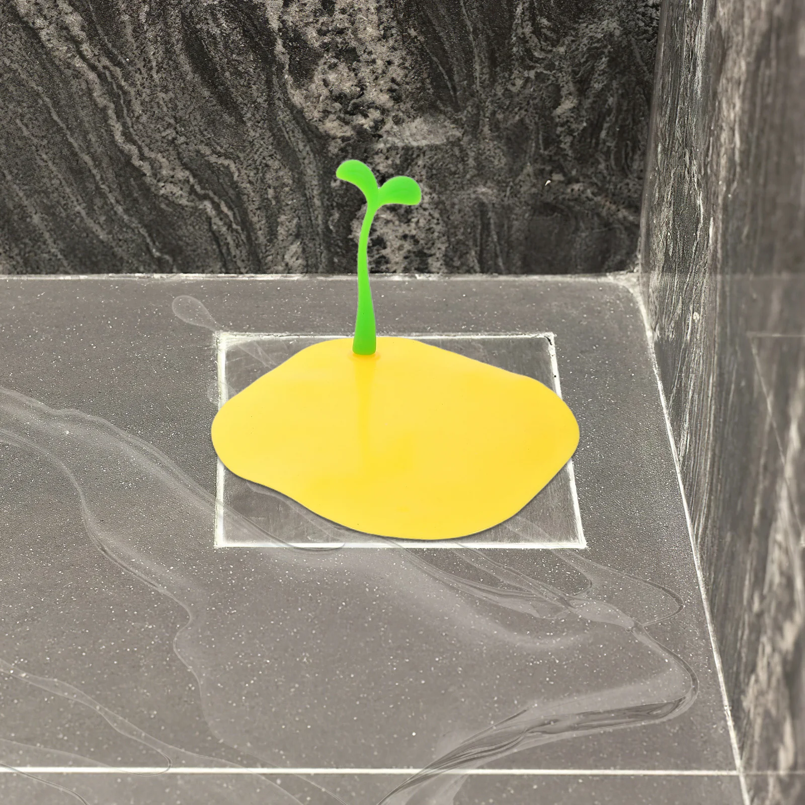 2 قطعة غطاء لبالوعة بالأرضية من السيليكون الفول الأصفر تنبت شجرة جوز الهند تصميم الحطام الماسك للحمام المطبخ الغسيل