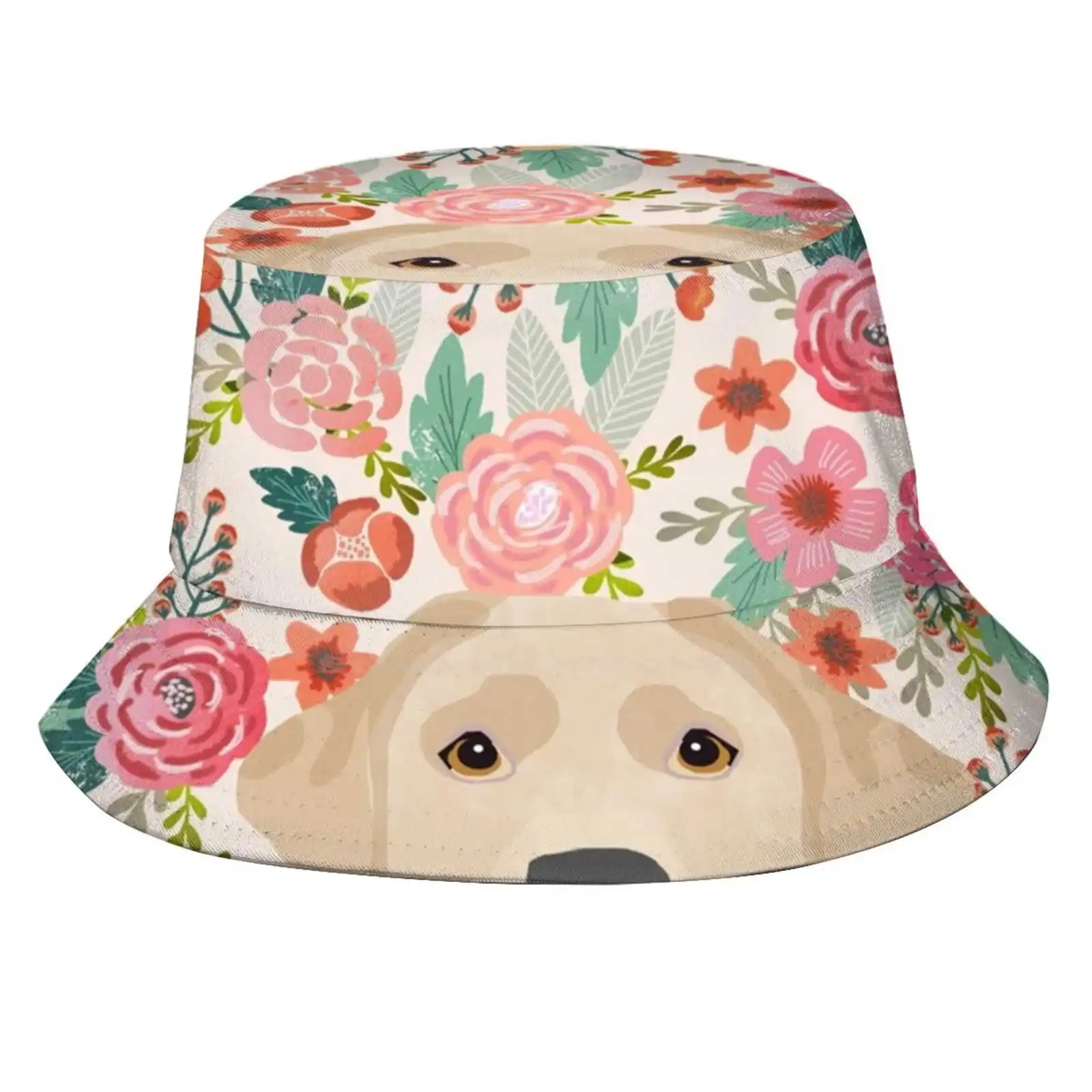 Labrador Retriever Yellow Lab Floral Pattern Cute Florals Dog Breed Pure Breed Dog Lover Gifts Sun Cap Fisherman Hat Bucket