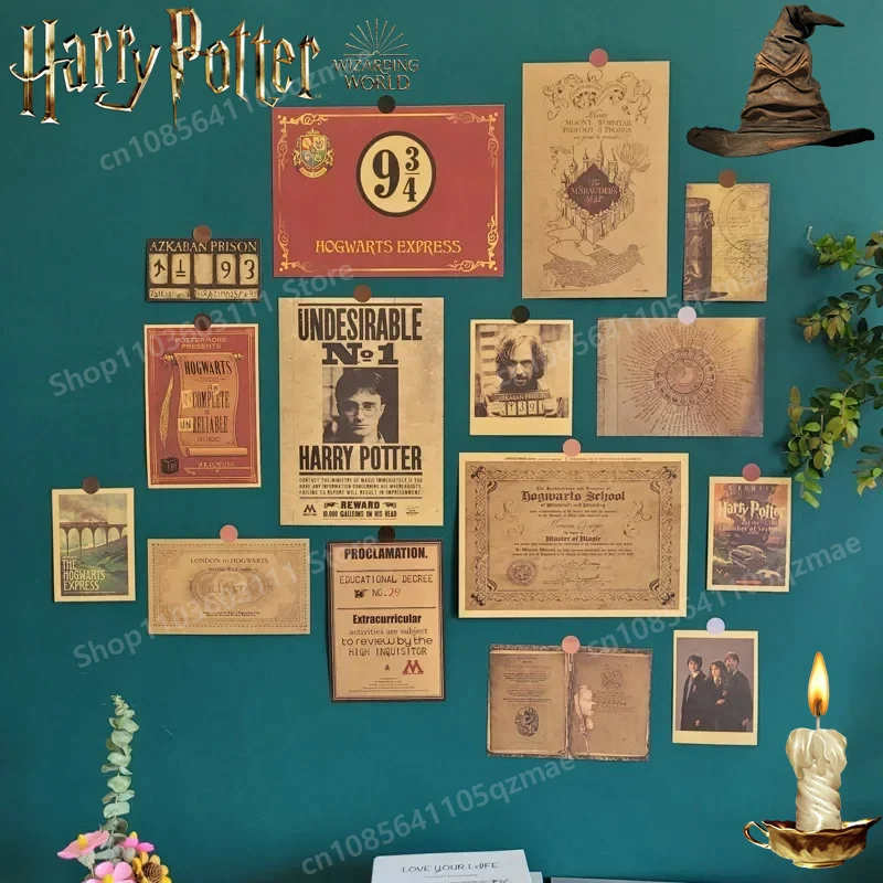 Harries Marauder's Map Poster Retro Style Potters Decorative Hogwarts School Ticket Magic Wall Sticker Vintage Painting Kid Gift