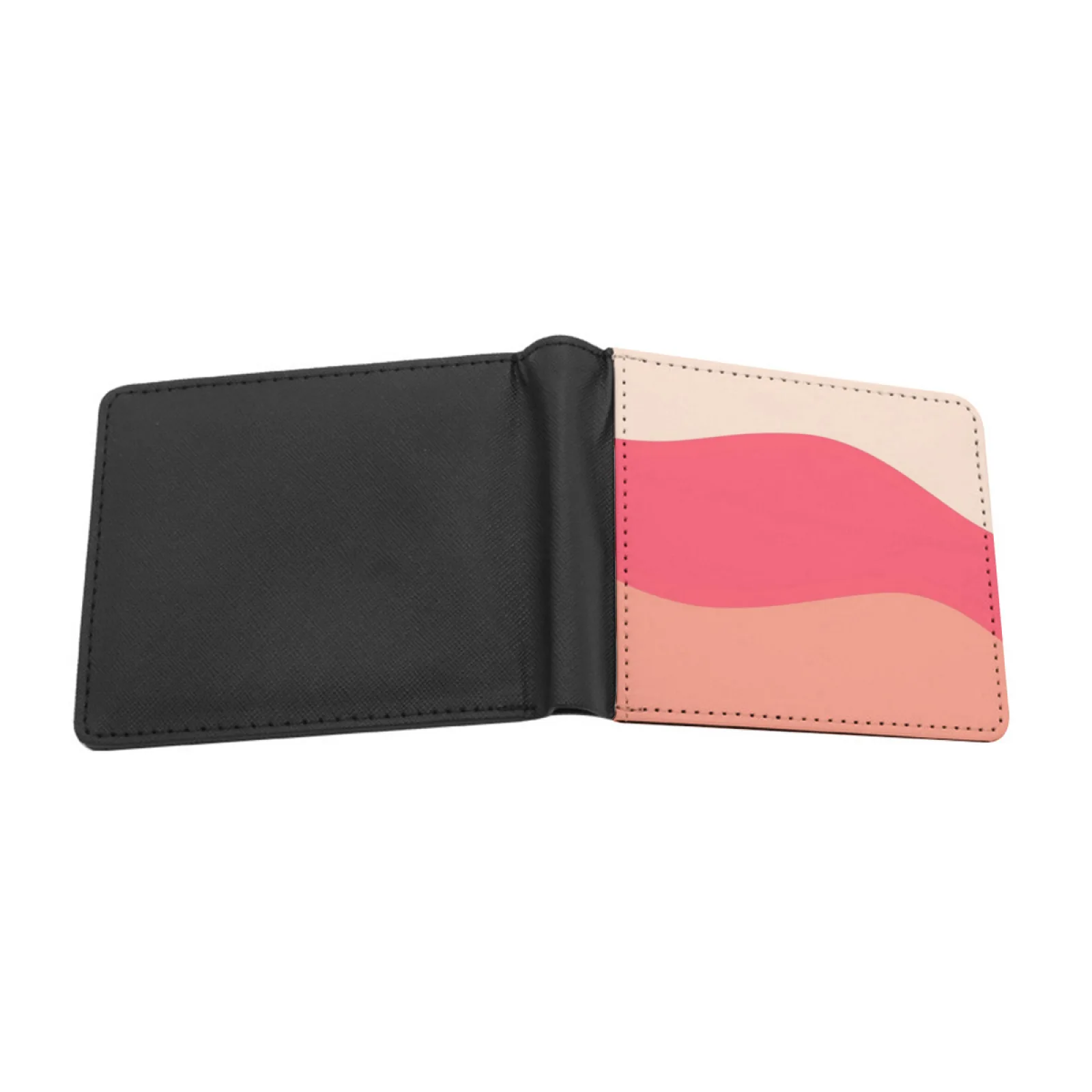 Pink Neon Orange And Cream Short Men's Wallet Multifunction Purse Male Pu Leather Wallet Personalized Print Vintage