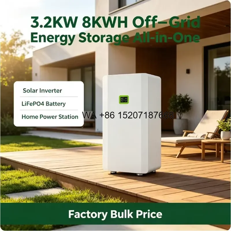 Wmwmnu 3.2KW 8KWh Complete Off Grid Solar All in One Storage System Hybrid Inverter LiFePO4 Battery for Residential Projects