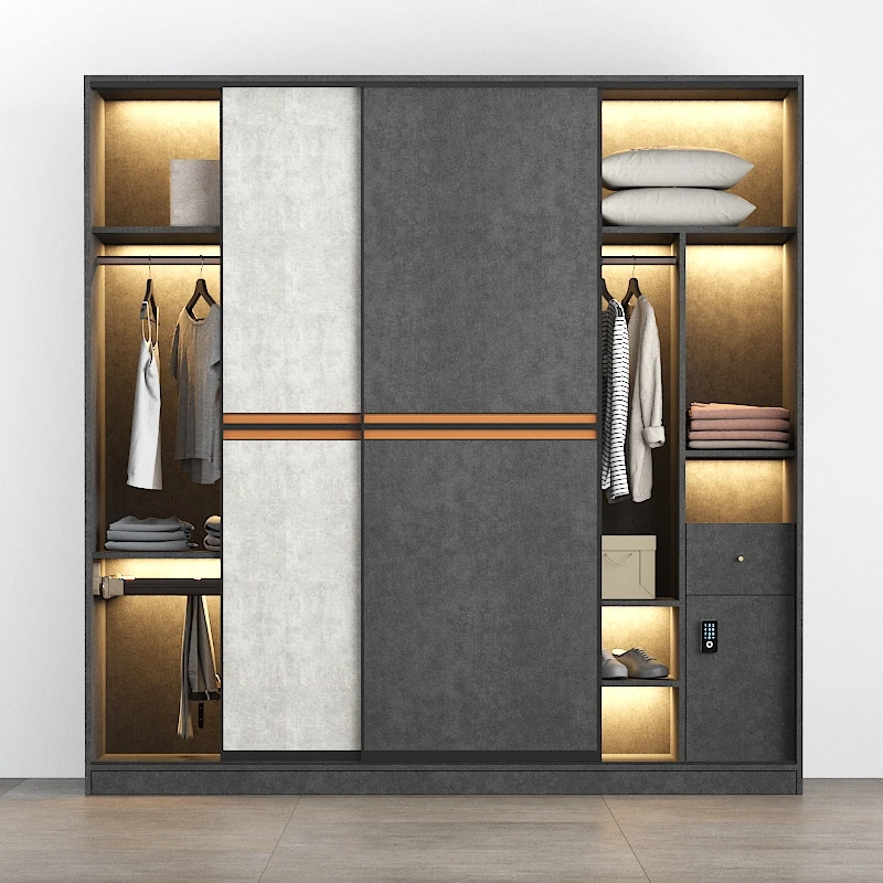 

Light Luxury Sliding Door Clothes Closet Master Bedroom Cloakroom One-to-Top Cabinet