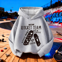 2026 Autumn/Winter Skateboard Printed Children's Hooded Warm Hoodie Girls' Casual Top Children's Casual Boys' Sportswear