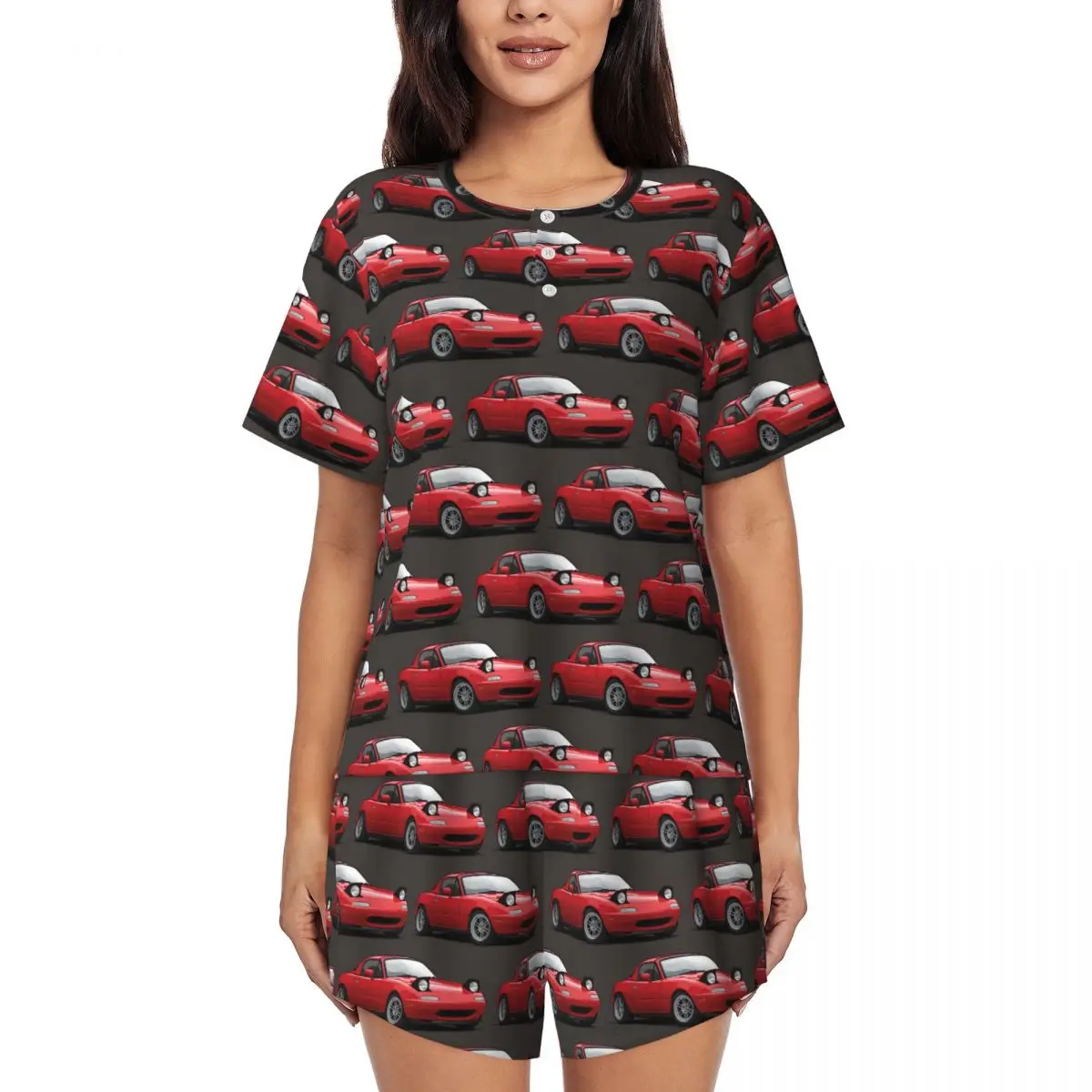 

Ночная рубашка с круглым вырезом и короткими рукавами Mx5 Miata Na Mk1 Illustration, женская мягкая пижама с короткими штанами
