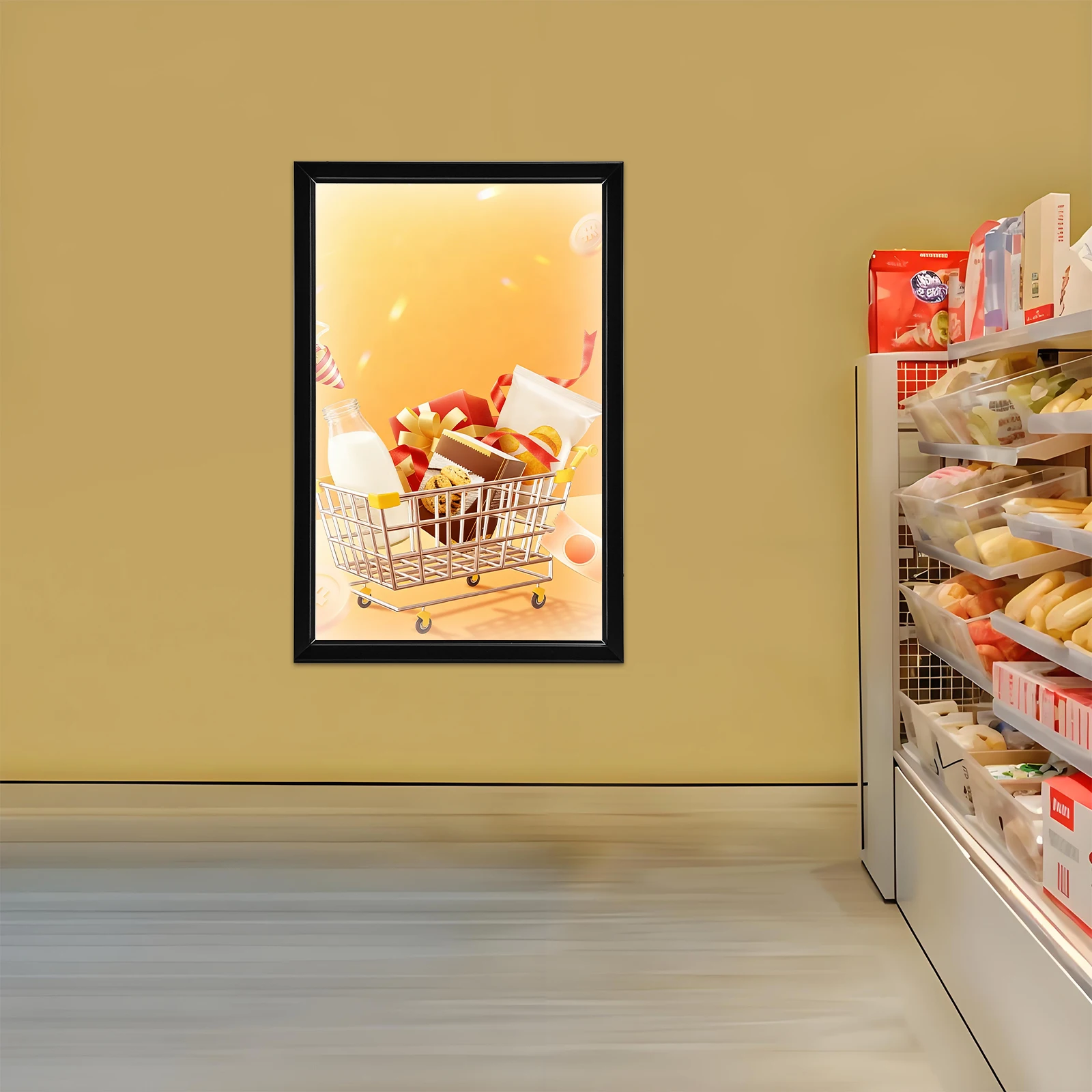 

23.6×35.8 in LED Poster Frame Light Box Advertising Display Frame Wall Mount Multi-use Signs Board Black/Silver 20W 110V for Exhibitions, Advertisements, Signs, and Decorations in Cinemas
