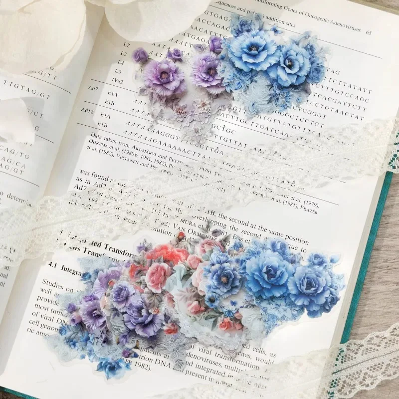 20Pieces package Decorative Retro Sticker Pack Lace Stickers Bouquet Series Flower Supplies DIY Scrapbook cut 139*98MM