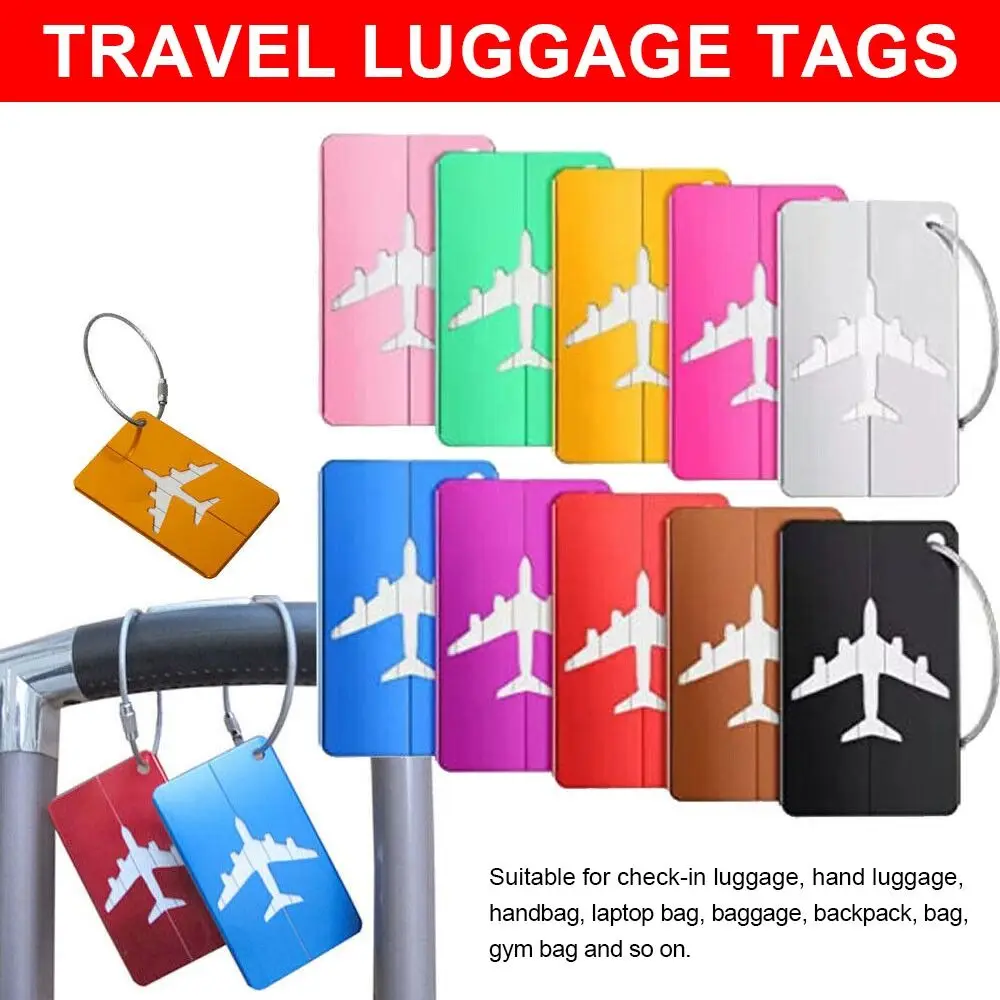 Loop Identifier Metal Alloy Reusable Travel Luggage Tags Labels With Ropes Suitcase Labels Bag Tag