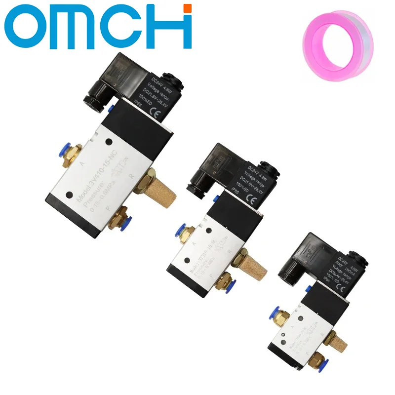 3 Way 2 Position 3V210-08 3V310-10 3V410-15 Pneumatic Control Valve Solenoid Valves 3V110-06 DC 12V 24V AC 110V 220V