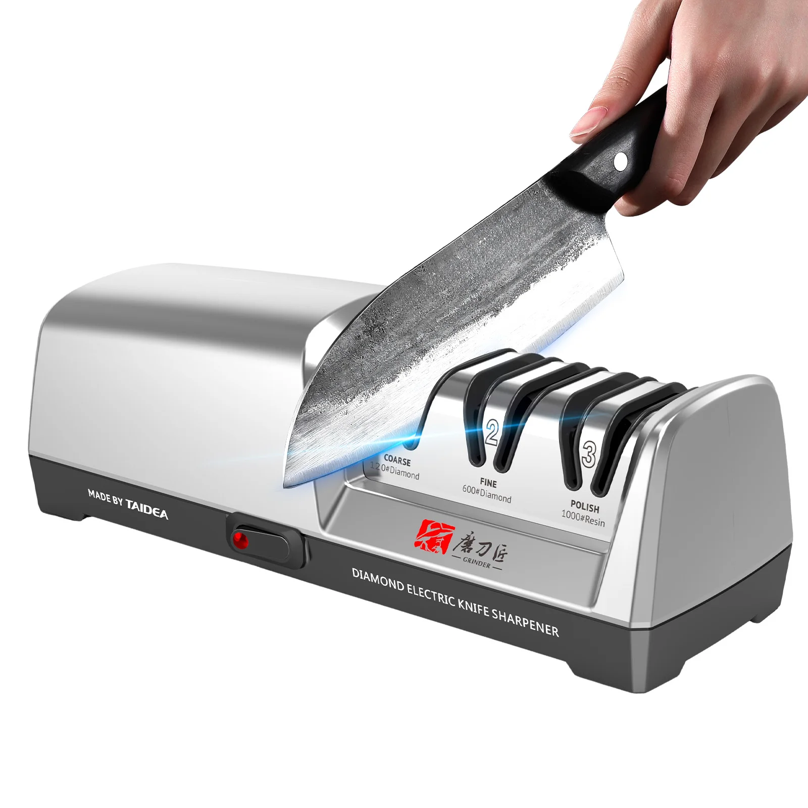 

TAIDEA TG2302 Electric Knife Sharpener 15 and 20 Degrees 3-Stage System Stainless Steel Knife Sharpener for Kitchen Knives