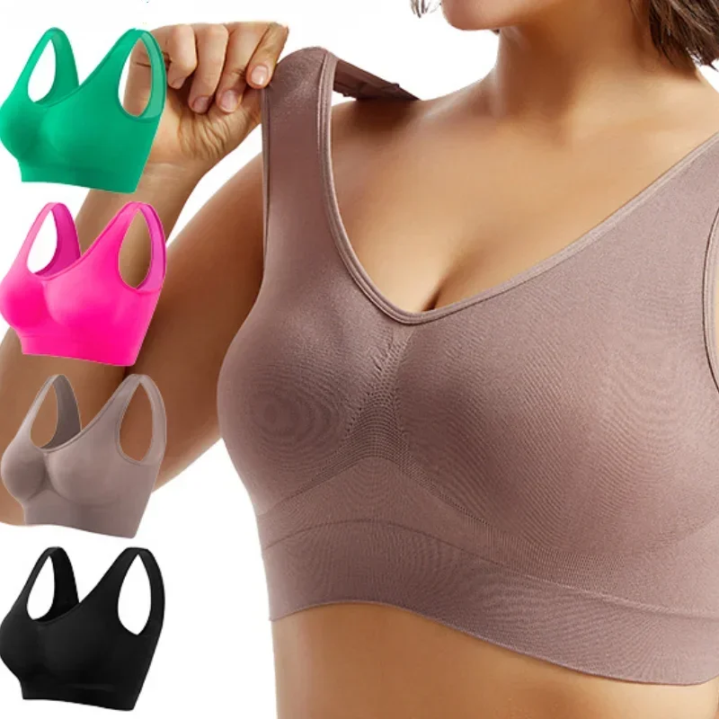 12 Colors S-5XL More Size Sports Bra Women Push Up Seamless Gym Jogging Yoga Fitness Crop Top Female Tops Sport Bras for Women