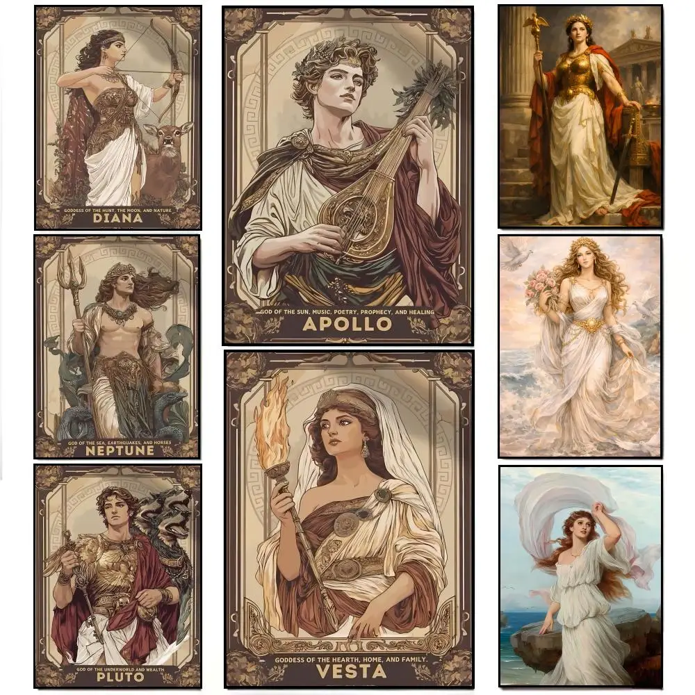 Neoclassical Divine R-Roman Mythological Art Ancient Deity Poster HD  Waterproof Wall Sticker Bar Living Room Decor Gift