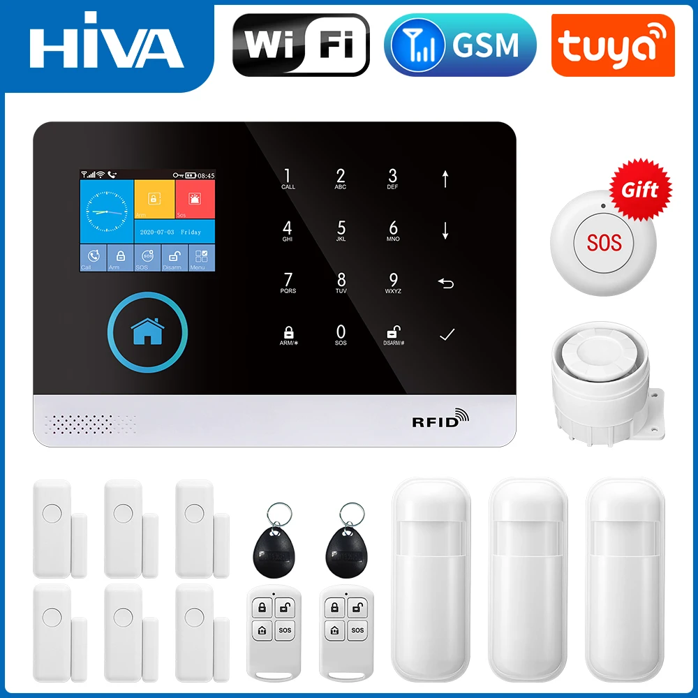 HIVI PG103 Alarm System for Home Burglar Security 433MHz WiFi GSM Alarm Wireless Tuya Smart House App Control Door Window Sensor