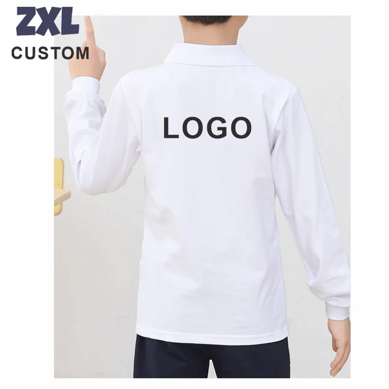Cotton Polo Kids Shirts Custom Logo Design DIY Print Embroidery Soft Comfortable And Skin-Friendly Long Sleeve Boy\'s Polos