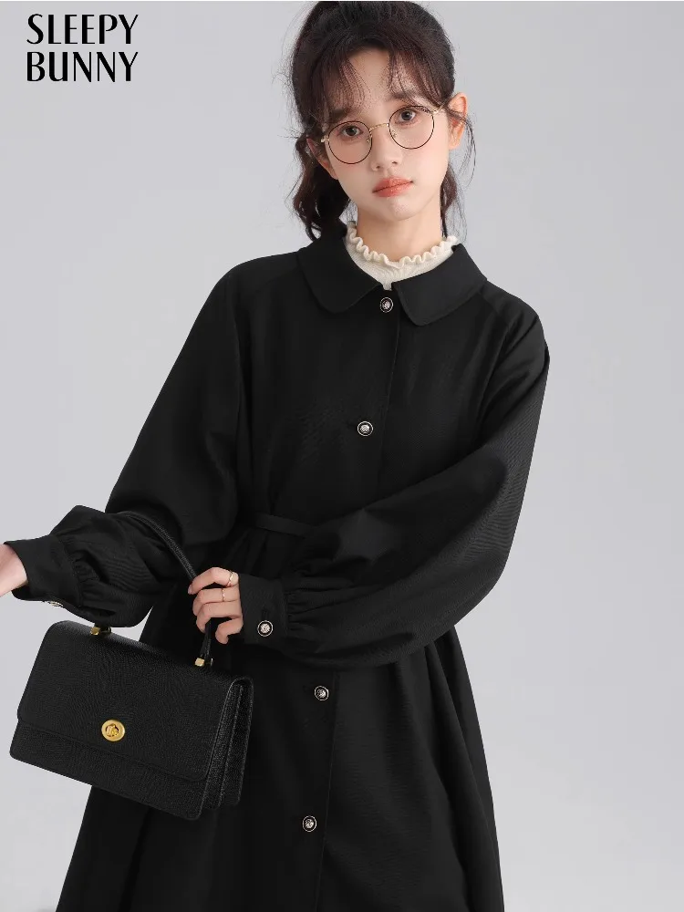 

Vintage Trench Coat Mid-Length Autumn Outerwear Women Elegant Loose Fit Windbreaker Casual Slimming Fashion Jacket Petite Style