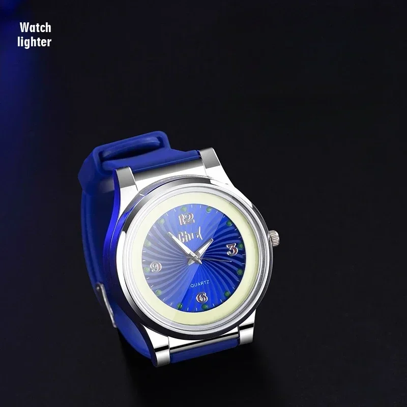 Watch Cigarette Lighter 2-in-1 Windproof Wristwatch Tungsten Lighter USB Charging Boys Sports Watch Cigarette Lighter Gifts