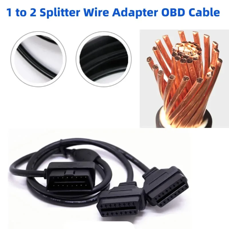 

OBD Cable OBD2 1 to 2 Splitter Wire Adapter 30/50cm Car OBDII Car Male to Female Extension Cord for Automobile OBD2 Splitter