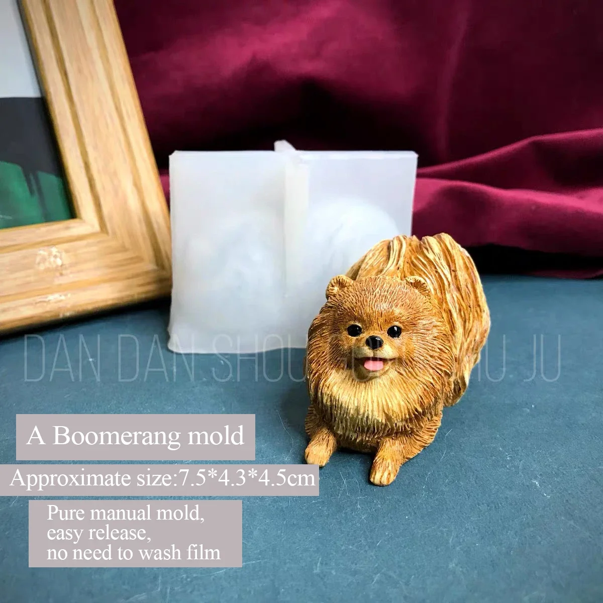 Silicone Mold for Aromatherapy Plaster, Three-Dimensional Mold, Cute Pomeranian Dog, Grinding Tools, Handmade Plaster, DIY
