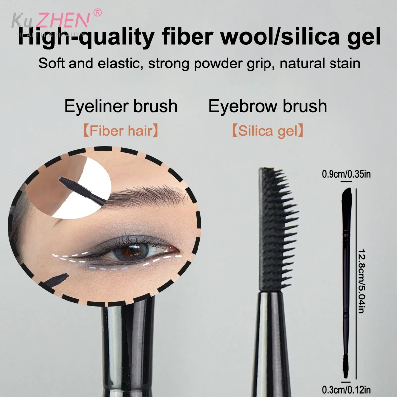 Cepillo delineador de ojos de hoja, cepillo de cejas de silicona oblicuo de ángulo fino debajo de los ojos, cepillo de detalle preciso, herramienta de maquillaje de belleza
