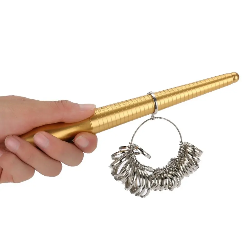 

Metal Ring Mandrel Sizer Rubber Hammer Mallet Finger Measuring Stick Ring Sizing Gauge Ring Measuring Tool Jewelry Measurement