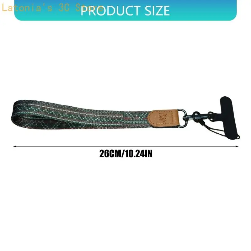 Robustes Canvas-Lanyard mit Totemblättern. Vielseitig einsetzbar für Mobiltelefone – Detail 6