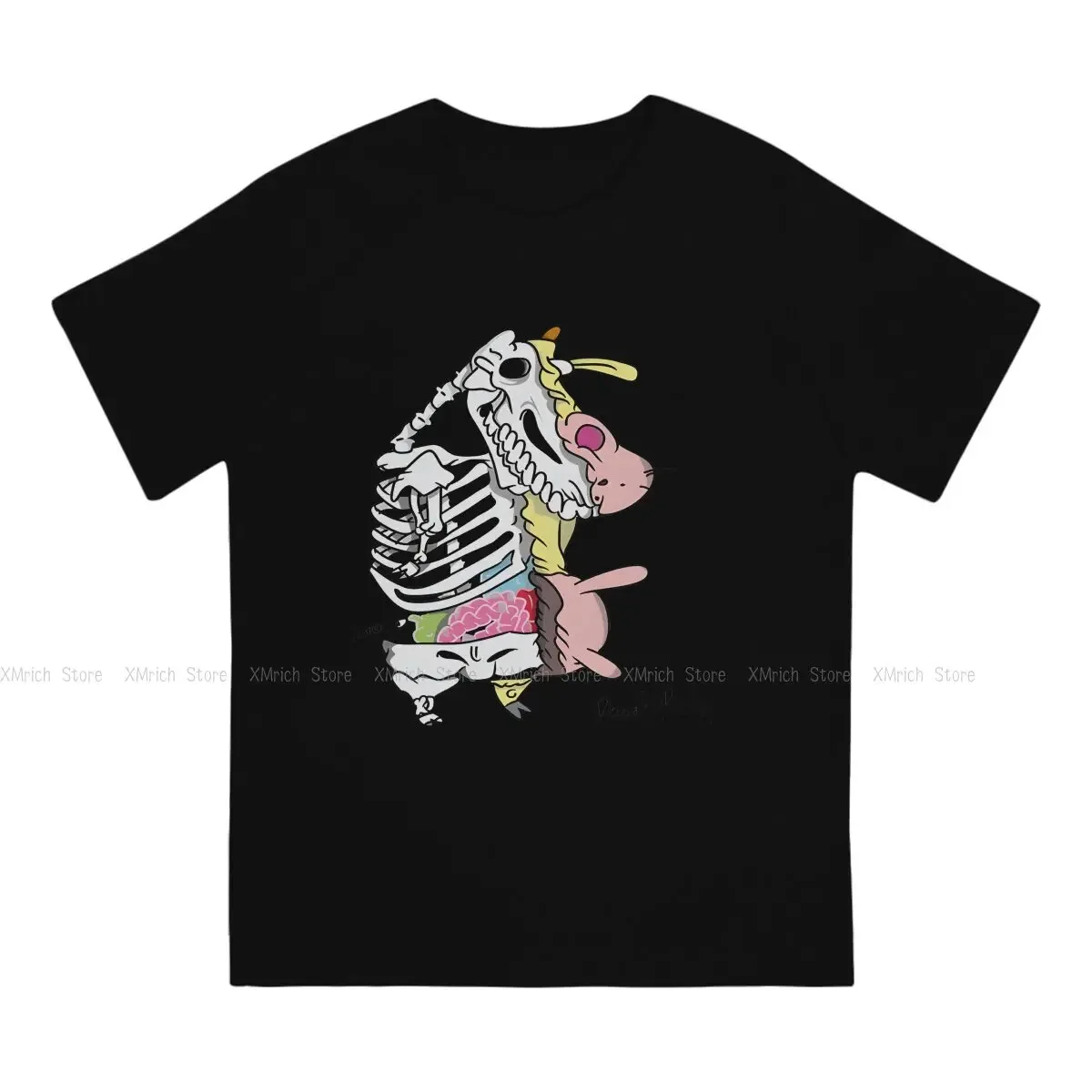 Men's T-Shirts Skeleton Cow Amazing 100% Cotton Tee Shirt Short Sleeve Cow And Chicken T Shirt Round Neck Tops Summer image 2