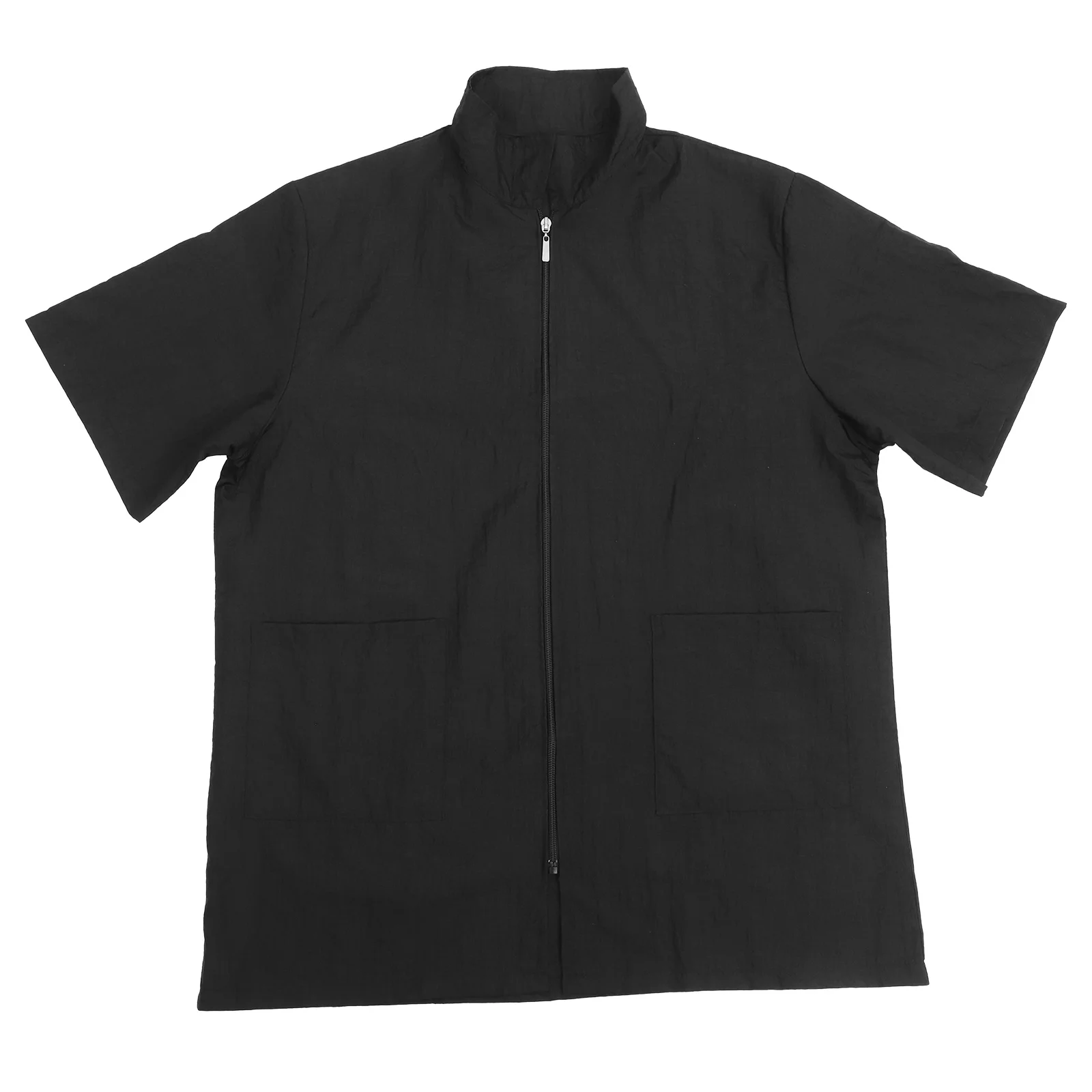 Vestiti per tinture per capelli Nero Xl Colletto rovesciato semplice Abbigliamento da lavoro leggero impermeabile per salone Ristorante Uso Grembiule in nylon Uomo Donna