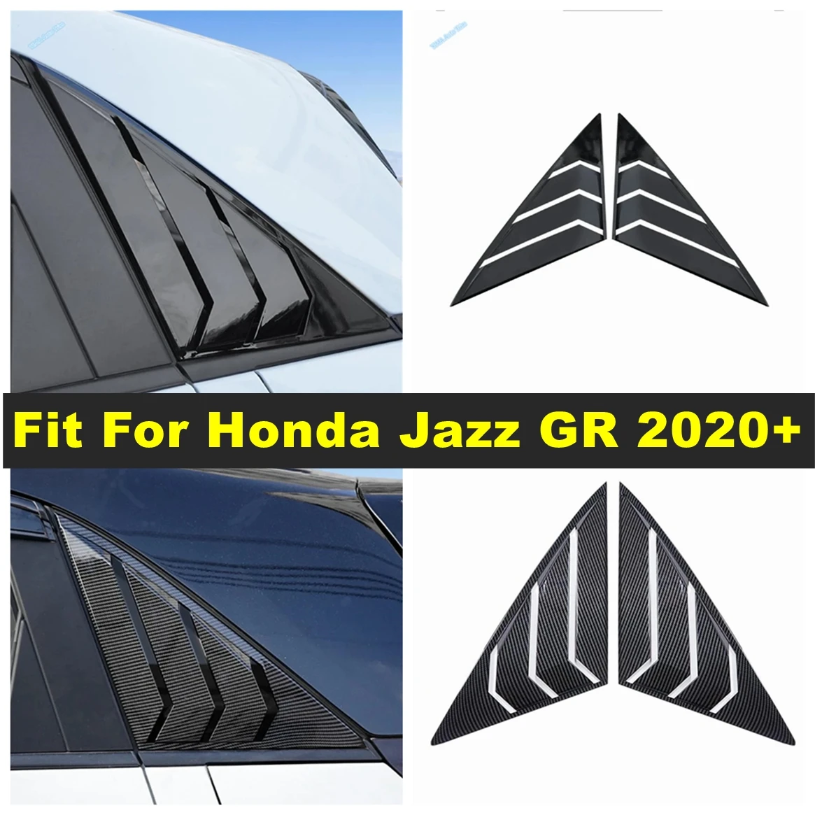 

Carbon Fiber / Black Car Rear Quarter Window Louvers Spoiler Panel Cover Trim For Honda Jazz GR 2020 - 2022 Exterior Accessories