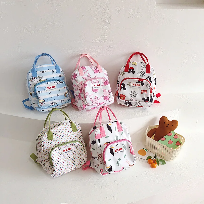 Mochila de escuela primaria para niñas y niños, Mini bolsa con estampado versátil de dibujos animados, estilo coreano, a la moda, novedad