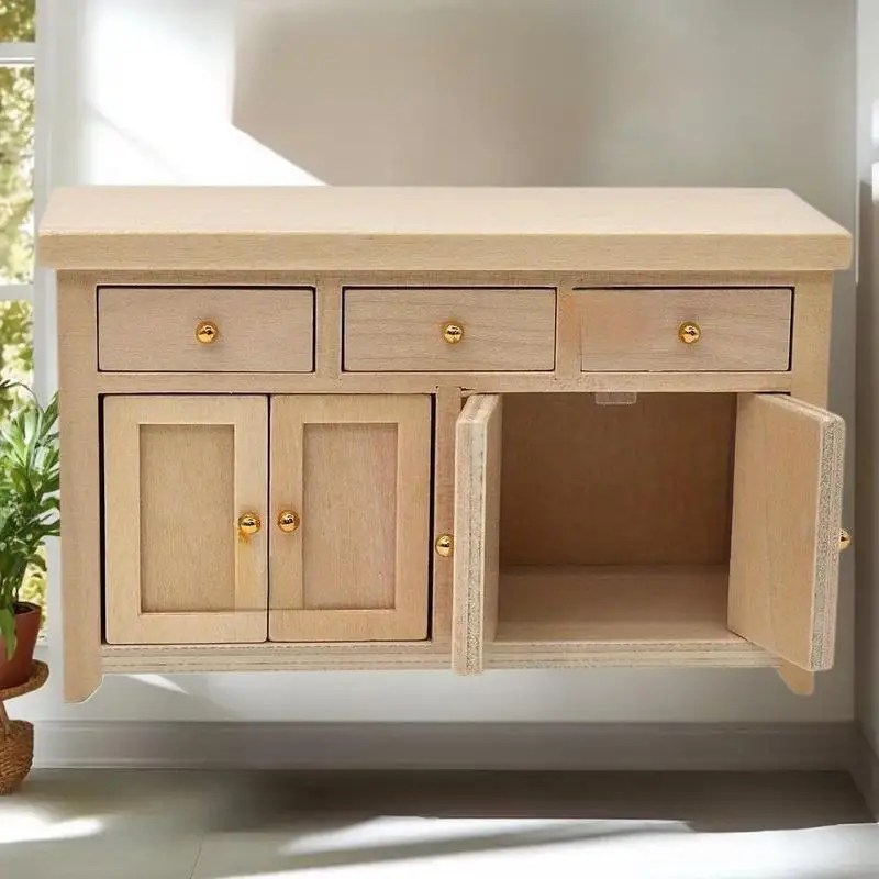 

1 шт. 1/12 масштаб миниатюрный шкаф для хранения березы для кукольного домика, аксессуары для гостиной «сделай сам»