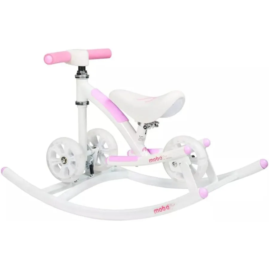 Cruiser Wobo Rocking Horse Ride On & Baby Balance Bike Rosa, altura del asiento ajusta 11-19 pulgadas