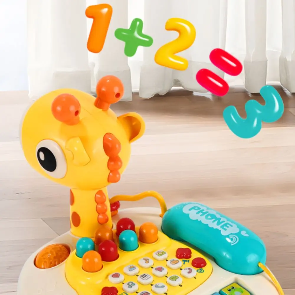 Giocattolo per auto telefoniche alce Whack-a-Mole con ruote Telefono emulato Giocattoli Educazione precoce Musica Suono Luce