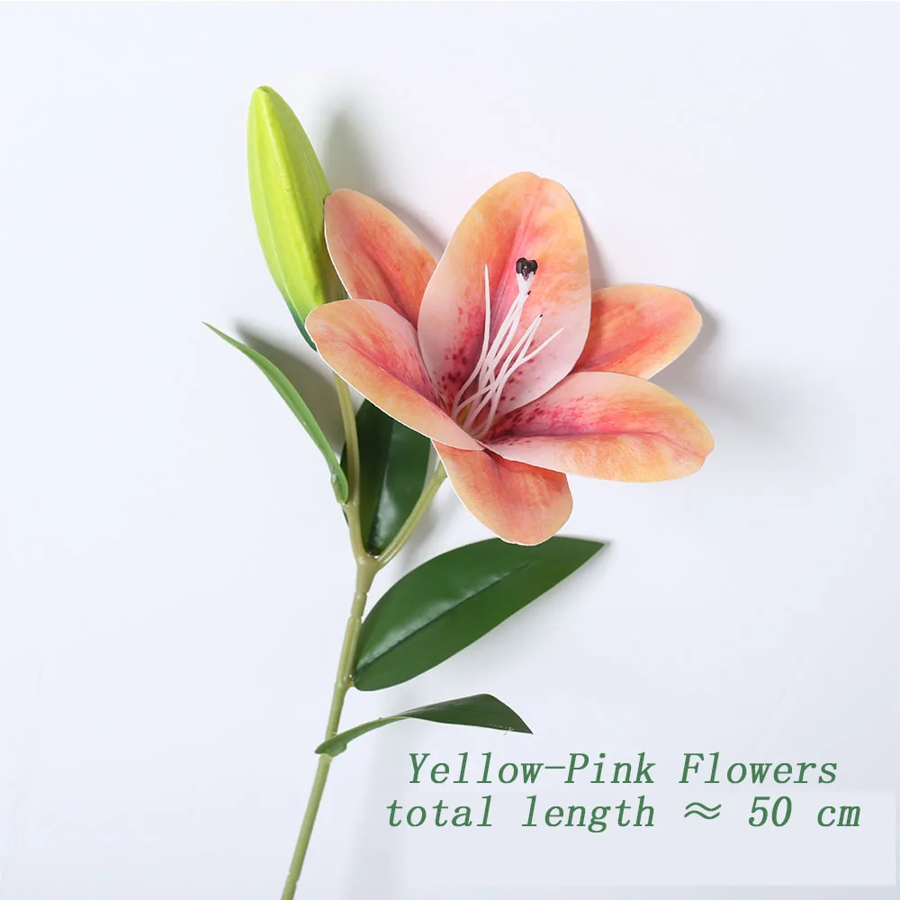 

5 PCS Artificial Flowers Fake Lily Table Decor Fake Flower Home Room Decoration Indoor Table Wedding Decor Faux Greenery Lilies