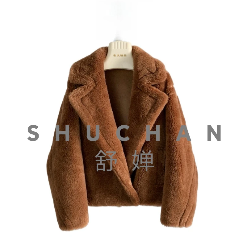 

100% Wool Big Lapel Loose Pure Wool 2025 New Women's Thickened Casacos De Inverno Feminino Frete Grátis