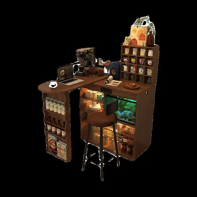 Table Cabinet Household Partition Cabinet Retractable Living Room Small Table Integrated Corner Folding Desk Island Wine Cabinet