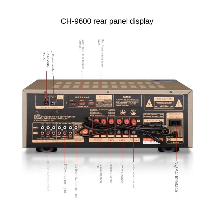 Фото Усилитель Dolby DTS 5.1 для домашнего караоке, профессиональный, высокомощный, с объемным звучанием KTV, HDMI, Bluetooth, USB, металлический корпус - для домашнего использования