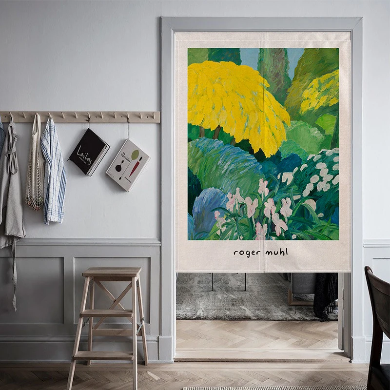 VIKAMA Impressionist Landscape Noren Door Curtain, 6 Designs, Doorway Decor for Bedroom Living Room Kitchen