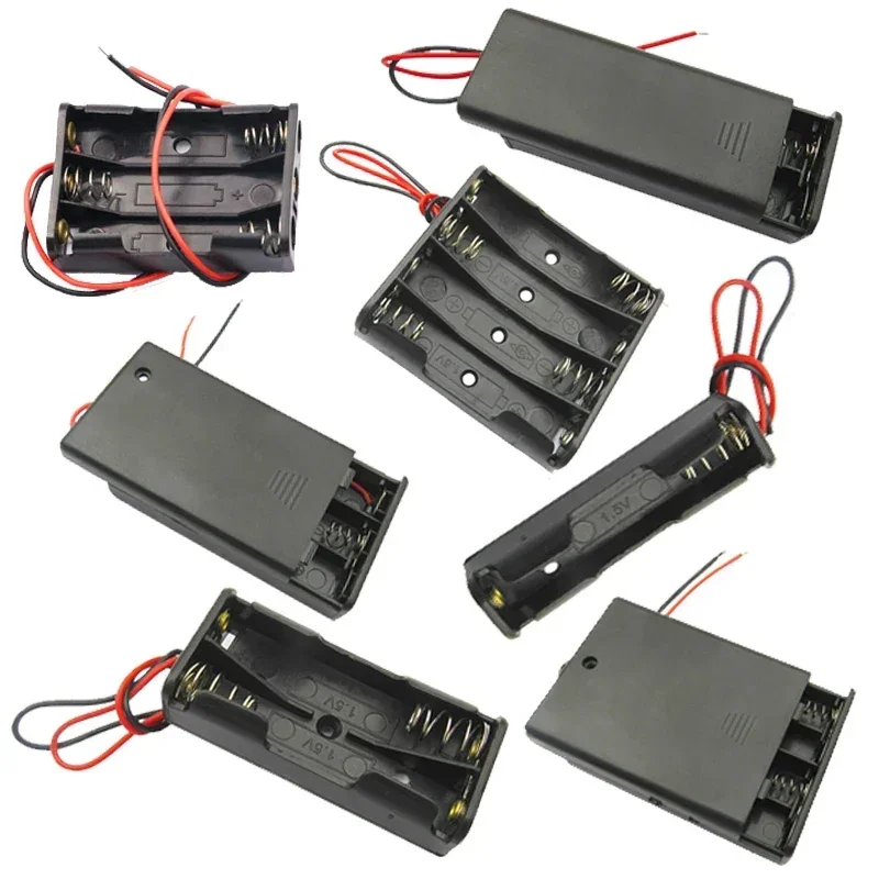 5PCS No.7 Battery Box 4.5V With Wire Cover 12V With Switch AAA Plastic Charging Compartment 3V Rechargeable Mobile Power DIY