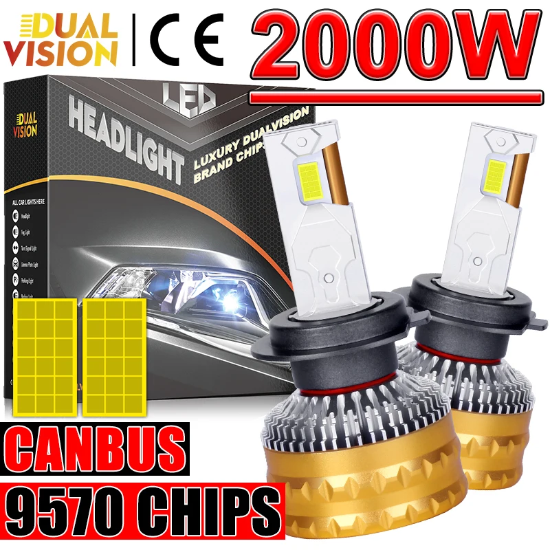

2000W H4 LED H7 Лампы для фар H8 H9 H11 H1 9005 HB3 9006 HB4 9012 Автоматические противотуманные фары 9570 CSP Чипы Высокая мощность 6500K LED 12V