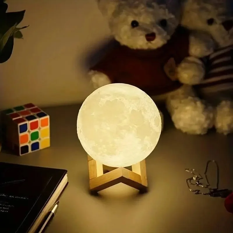 LED Moon Galaxy Night Light, DIY Moon Lamp, Birthday Gift for Kids Girls Boys Women, Bedroom Decor, Warm Light
