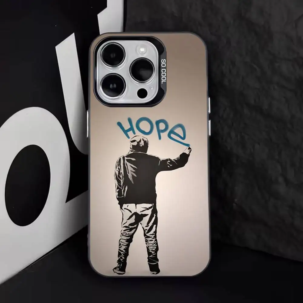 حافظة هاتف G-Graffiti Artist B-Banksy لهاتف iPhone 16,15,14,13,12,11,8,7,Pro,Max,Plus,Mini,XS,SE مضادة للسقوط باللون الأسود غير اللامع #5