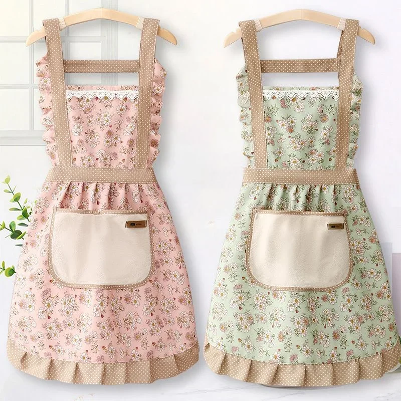 Cute Apron with Pocket Anti-fouling Grease Proofing Apron Breathable Cleaning Sleeveless Aprons Home Kitchen Cooking Accessories