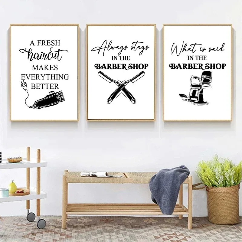 Abstract Barbershop Signs Hairdressing Tool Poster and Prints Canvas Painting Wall Art Pictures Salon Barber Shop Home Decor