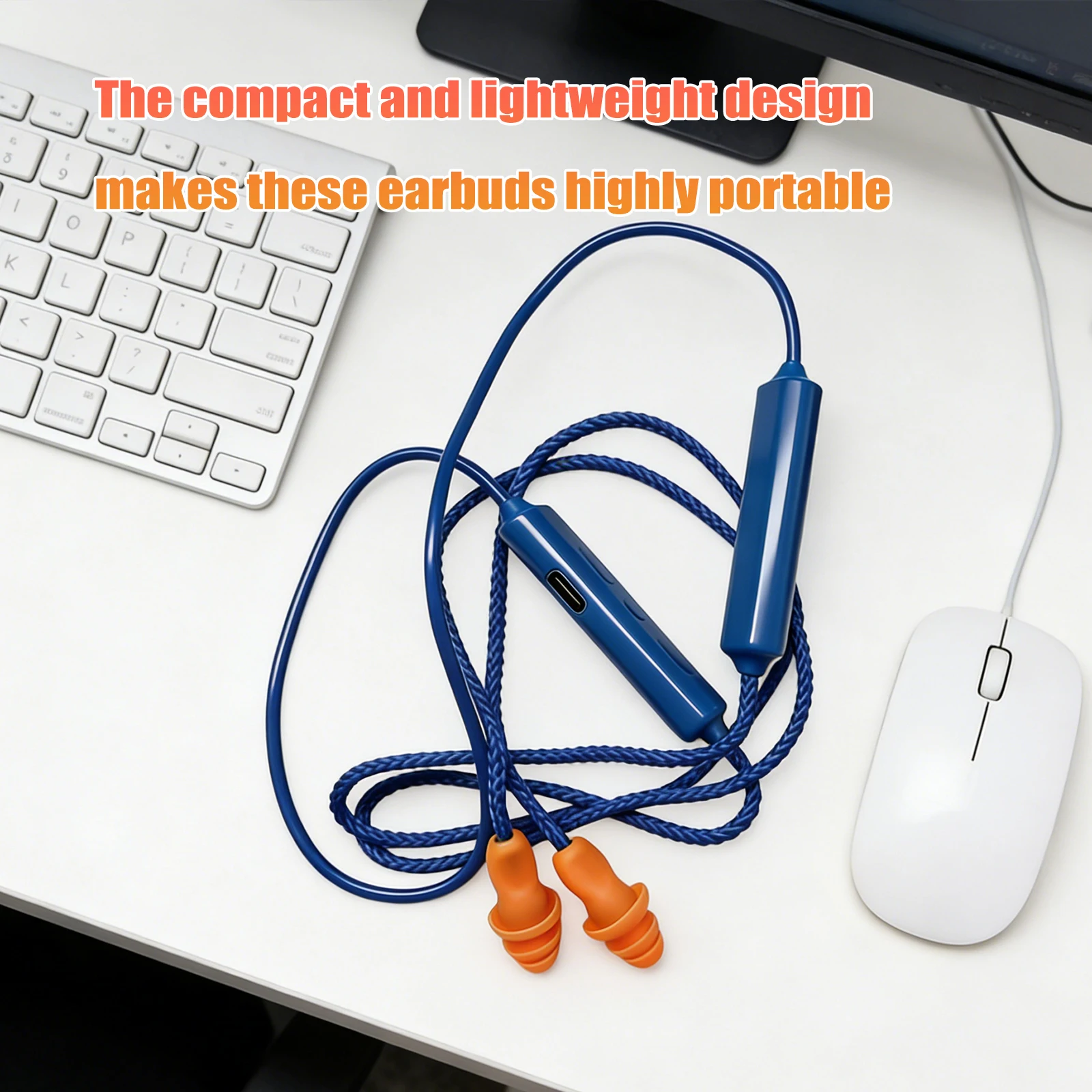 Bluetooth-compatible Earplug Headphones Noise Reduction In-Ear Earphones Neckband Wireless Earbuds Earplug for Construction Site