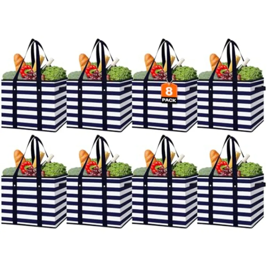 

Многоразовые сумки для продуктов, 8 штук в упаковке, большие водонепроницаемые сумки-шопперы, складные сумки для одежды, обуви и пикников