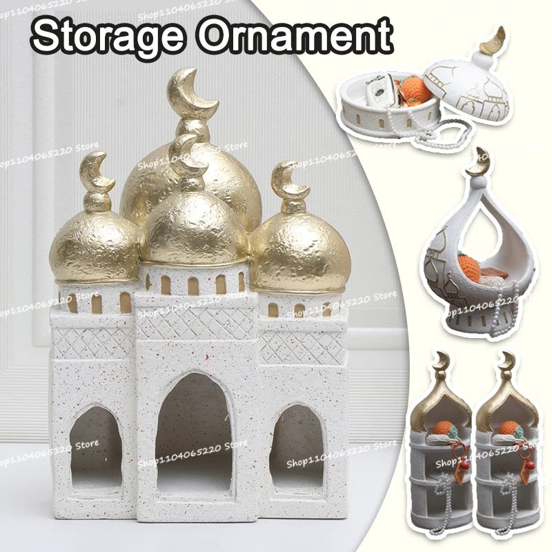 Funny Islamic Castle Resin Storage Ornament Architecture Ramadan Home Jewelry Keys Organizers Decorations Figurines Crafts Gifts
