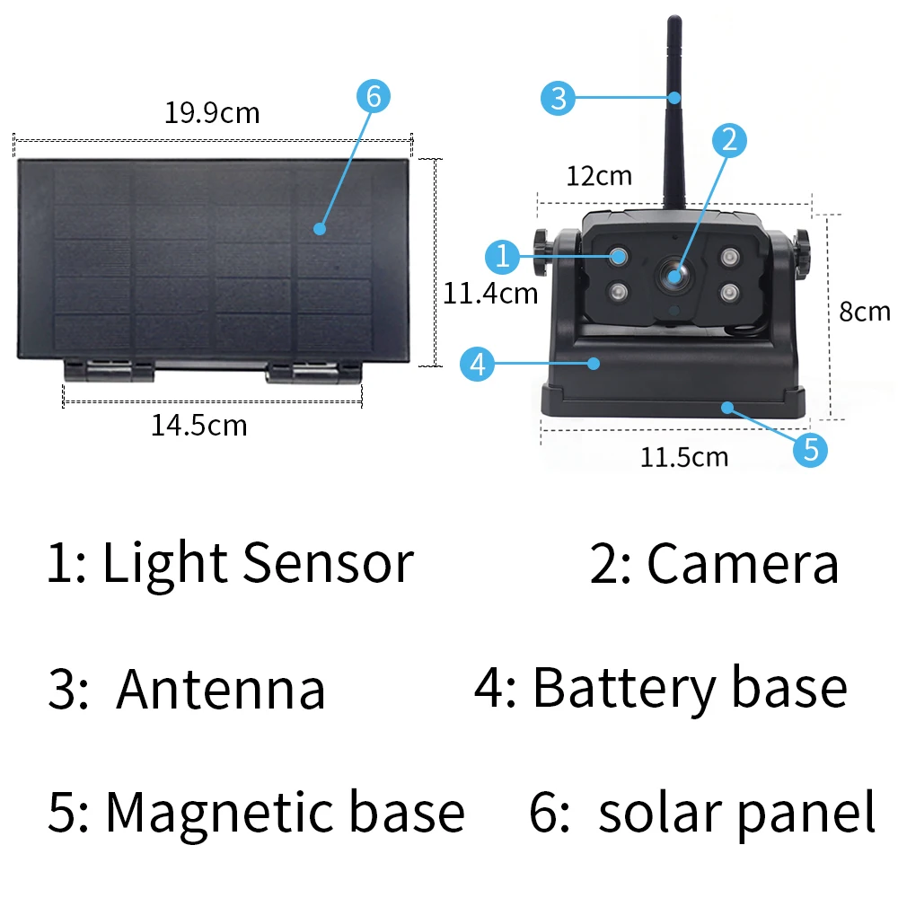 Magnetic Solar Wireless Backup Camera for Mobile Wifi App IP68 Support for HD  Reverse Camera for Car Truck Van RV