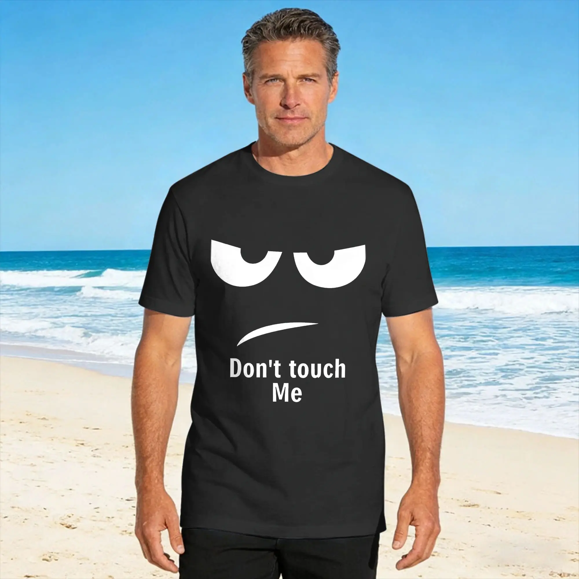 Funny Don't Touch Me T-Shirt Beach  Cotton T-Shirts For Men Fashion Print Tee Shirt Short Sleeve Vintage Tops