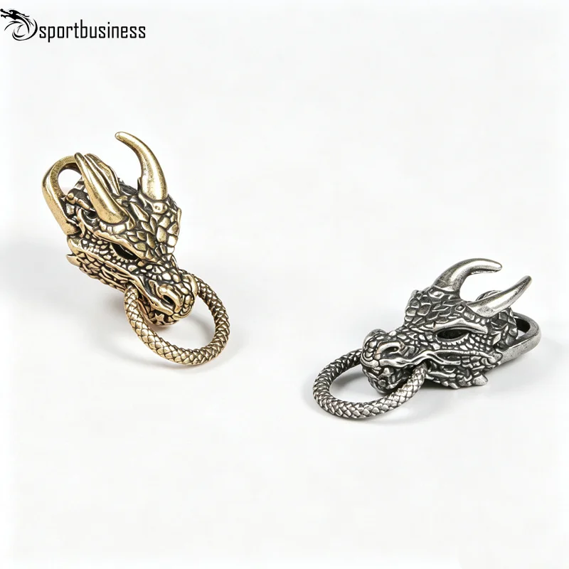 Dragon Head Brass Buckle EDC Outdoor DIY Woven Paracord Survival Bracelets Supplies Accessories Retro Umbrella Rope Lanyard Bead