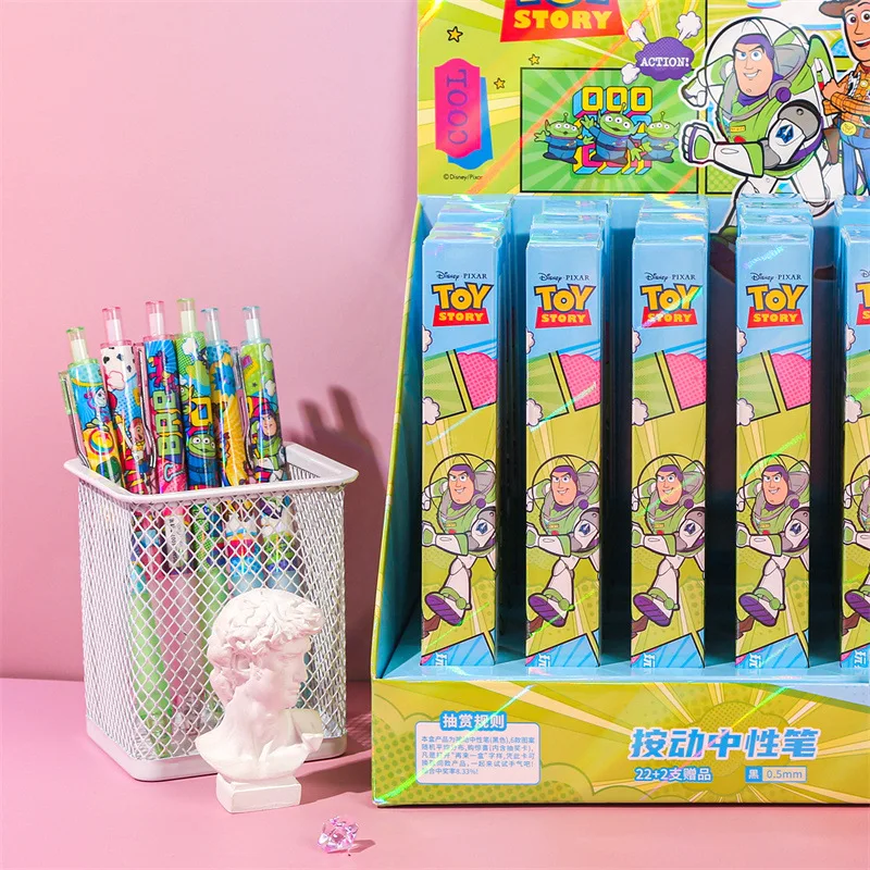 12/24pcs Disney Cartoon Gel Pen Press Students Black 0.5 Princess Zootopia Toy Story Cute School Write Pens Supplies Wholesale